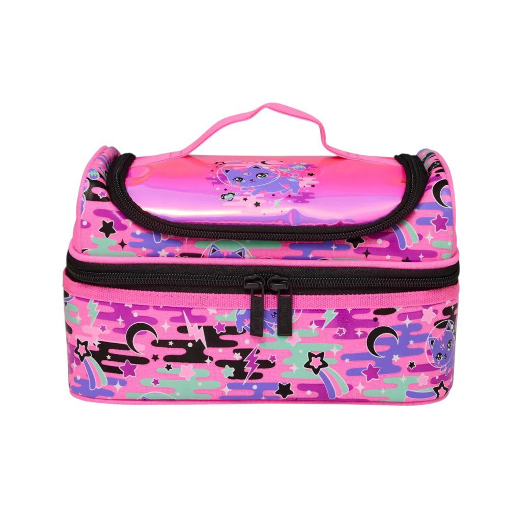 Smiggle Double Decker Lunch Bag - Kitten Lilac Pink