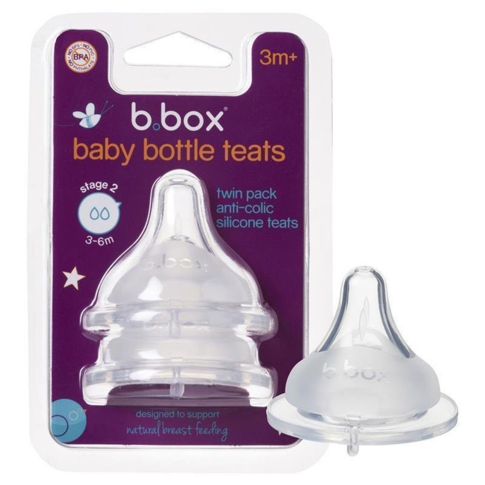 b.box Baby Bottle Anti-Colic Teat - 2 Pack - 3-6 Months Stage2