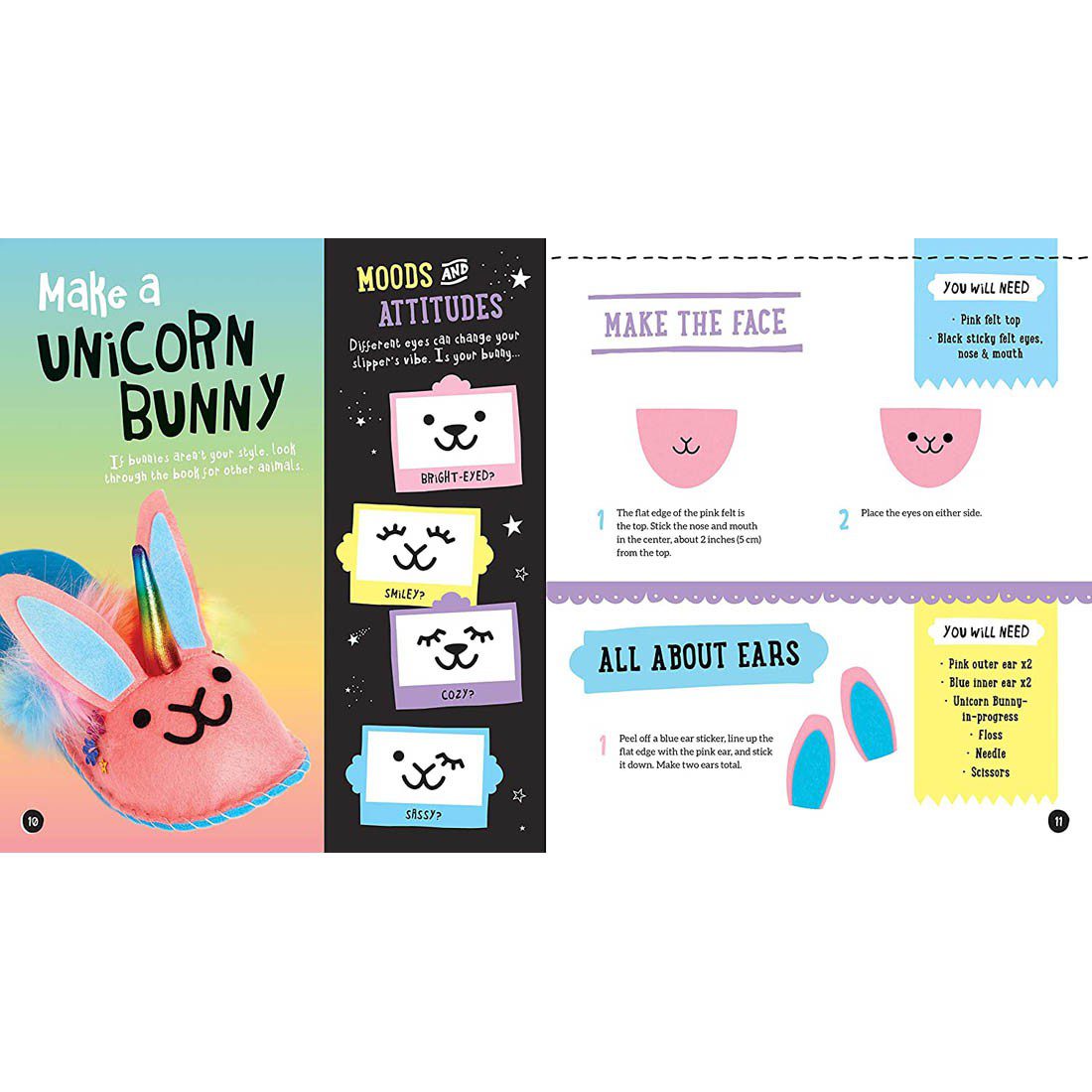 Klutz Sew Your Own Unicorn Bunny Slippers - Image 4