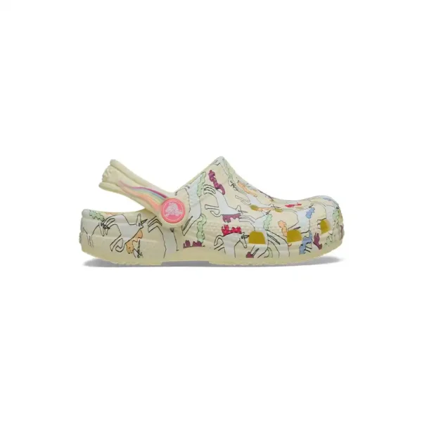 Crocs Toddler Classic Unicorn Graphic Clog In Yellow Light-1