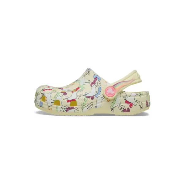 Crocs Toddler Classic Unicorn Graphic Clog In Yellow Light-2