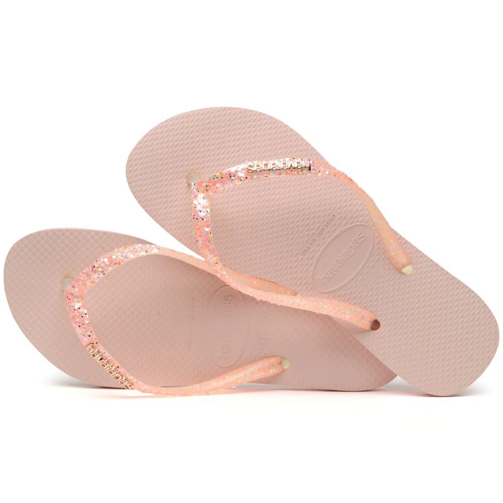 Havaianas Slim Flip Flops Glitter Flourish Pink Macaron
