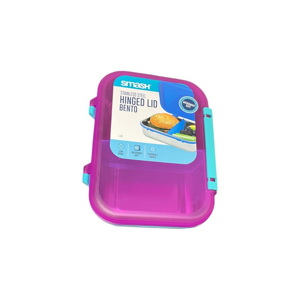 Smash Stainless Steel Hinged Lid Bento Lunch Box 1.8L