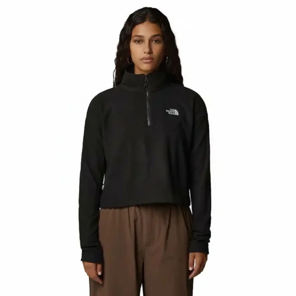 The North Face Women's Glacier Cropped 14-Zip Fleece Black-1