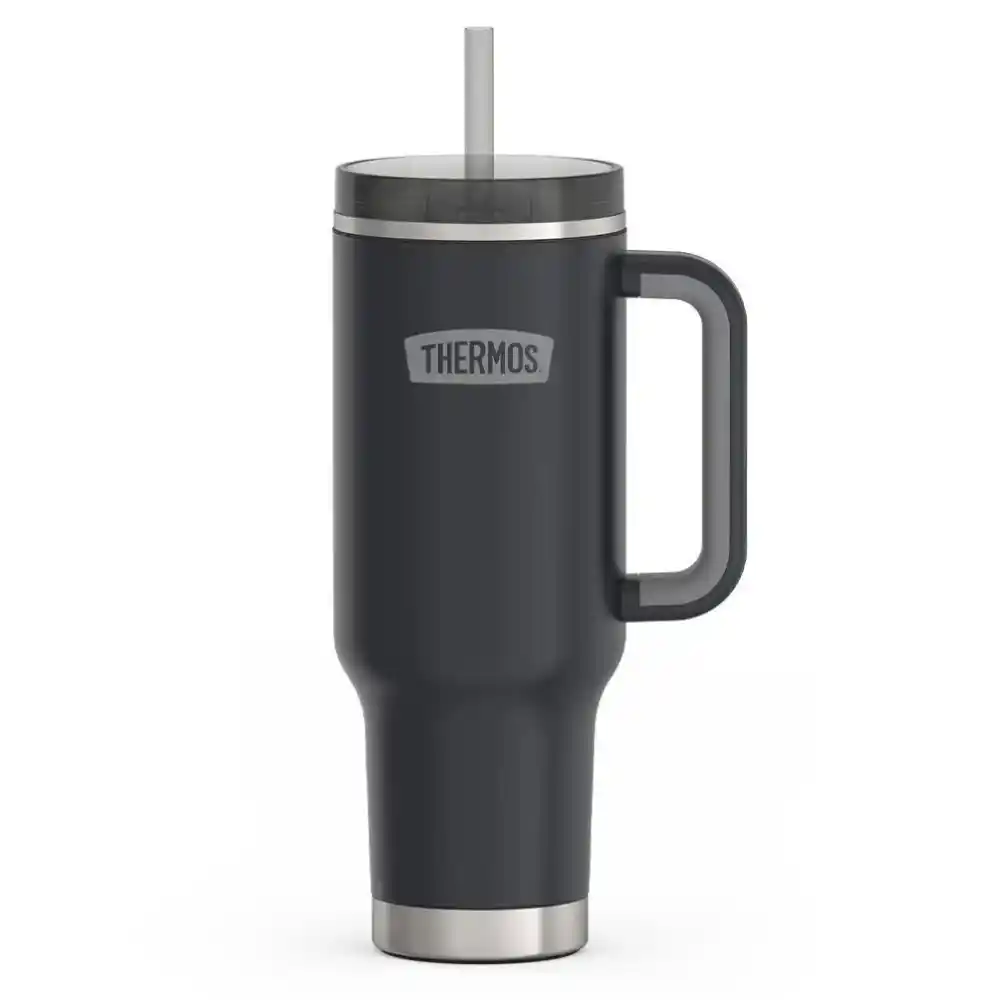 Thermos Stainless Steel Travel Mug With Dual Lid & Straw 1.2L-1