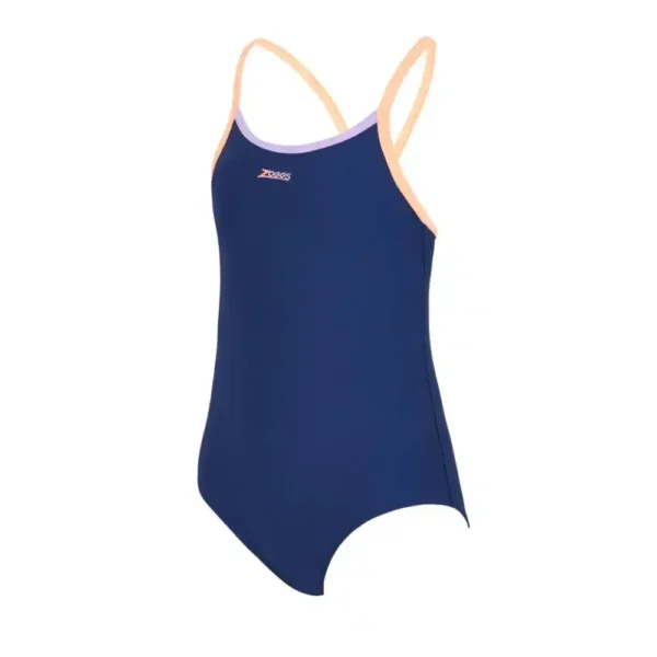 Zoggs Girls Kerrawa Strikeback Swimsuit – Navy Purple Coral-1
