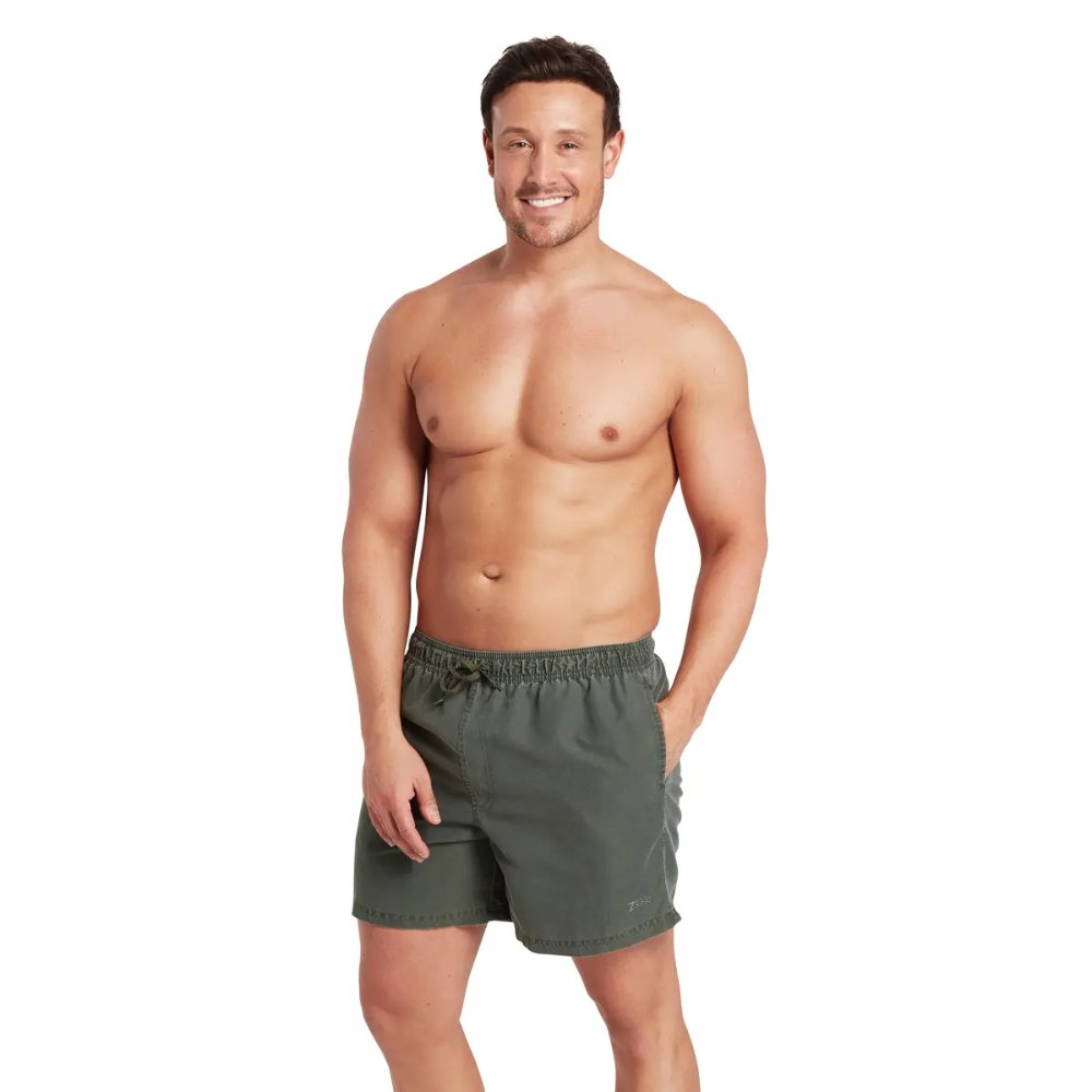 Zoggs Mens Mosman Washed Ecodura Swimming Shorts Khaki - Image 3