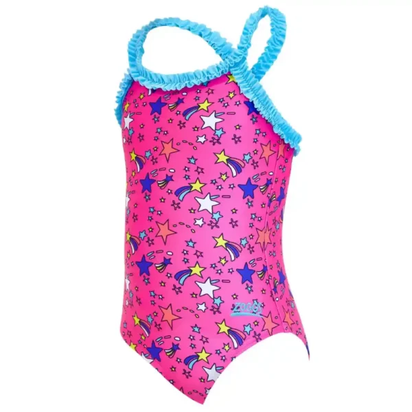 Zoggs Tots Girls Ruffle Crossback Swimsuit – Rainbow Unicorn-1